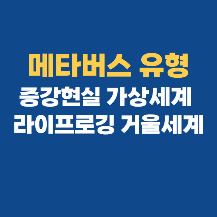 메타버스 종류 : 증강현실 라이프로깅 거울세계 가상세계