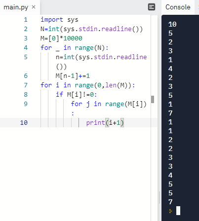  [Python] 백준알고리즘 10989번 수 정렬하기 3 (S5)