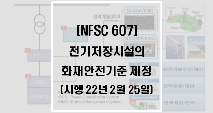 [NFSC 607] 전기저장시설의 화재안전기준 제정 발령 알림(시행 22.02.25.)