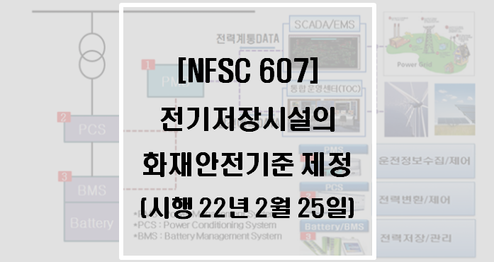  [NFSC 607] 전기저장시설의 화재안전기준 제정 발령 알림(시행 22.02.25.)