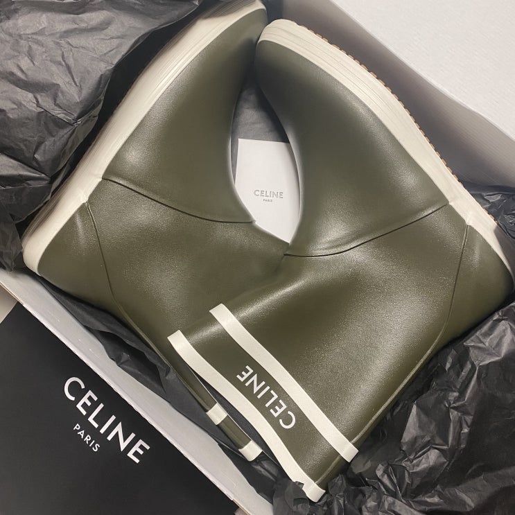  셀린느(CELINE) 21SS 레인부츠 카키 REVIEW / 러버부츠 / 고무장화 / 사이즈팁 / 21 22 시즌 비교