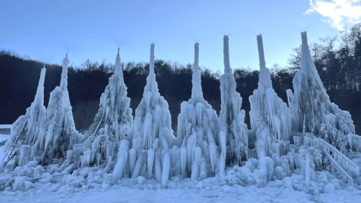 [충남 가볼만한 곳] 겨울 여행지 청양 알프스마을 눈썰매장 이용 연장 얼음분수축제 이용꿀팁 청주 근교 나들이