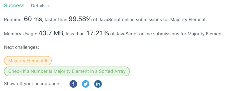  [LeetCode] 169. Majority Element (JavaScript)