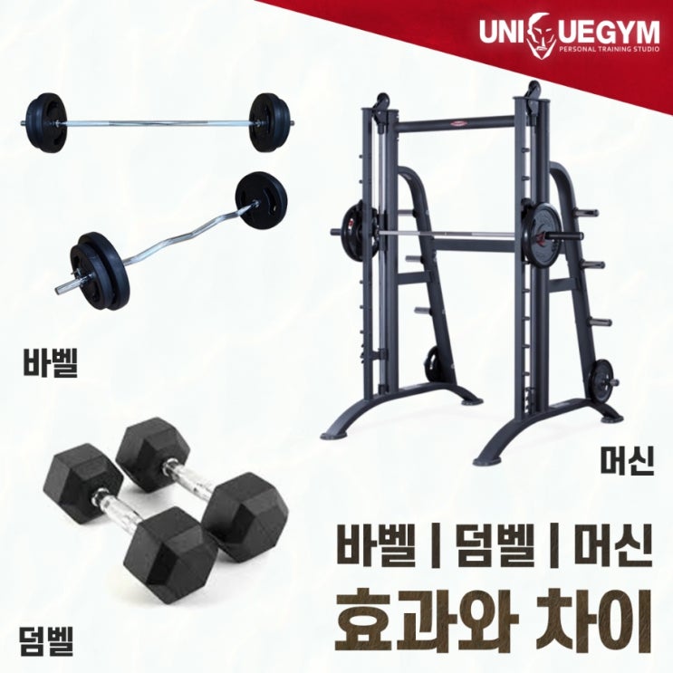  [부산 경성대PT 유니크짐]프리웨이트<덤벨, 바벨>과 머신의 효과와 차이점