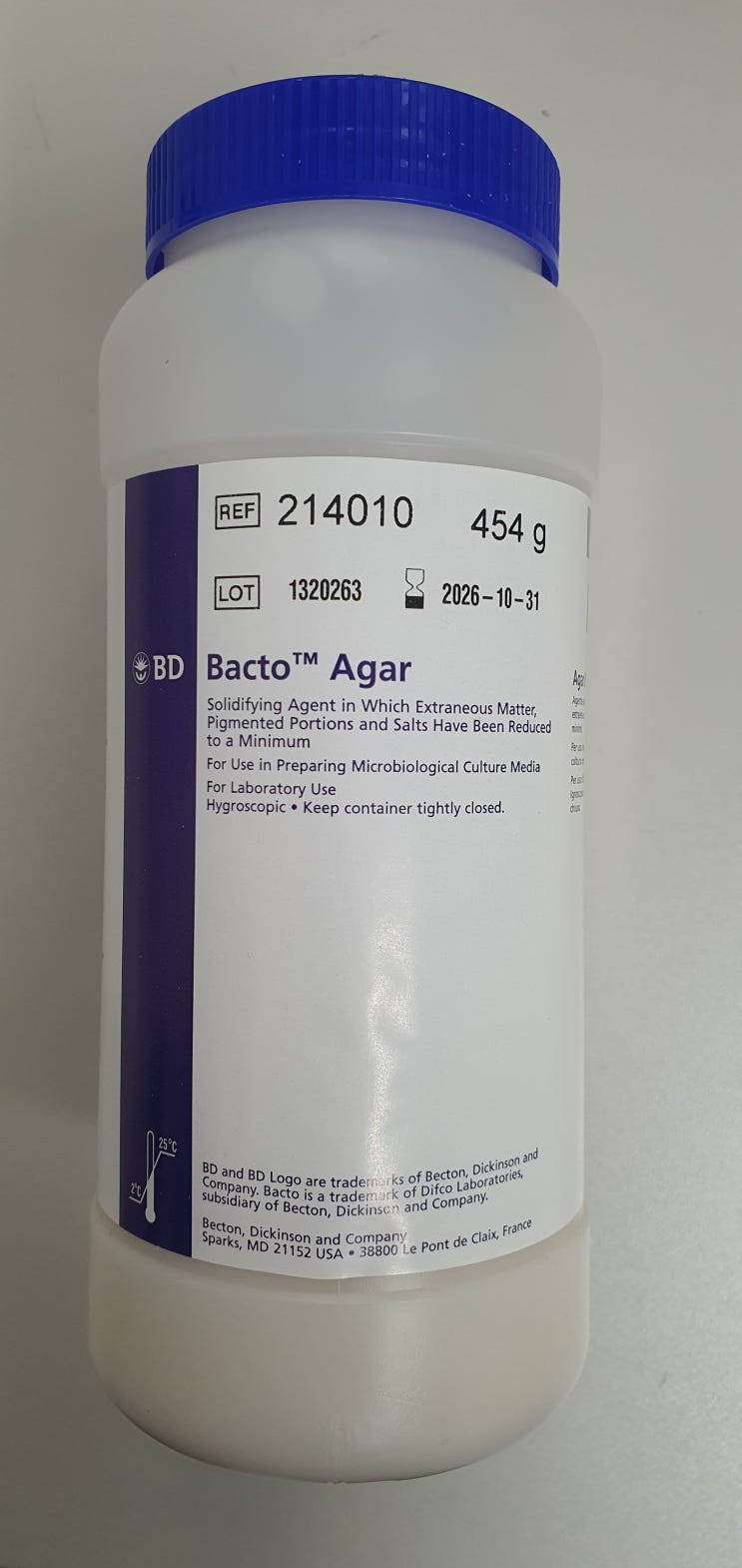 Bacto Agar Soldifying Agent, BD Diagnostics, 214010
