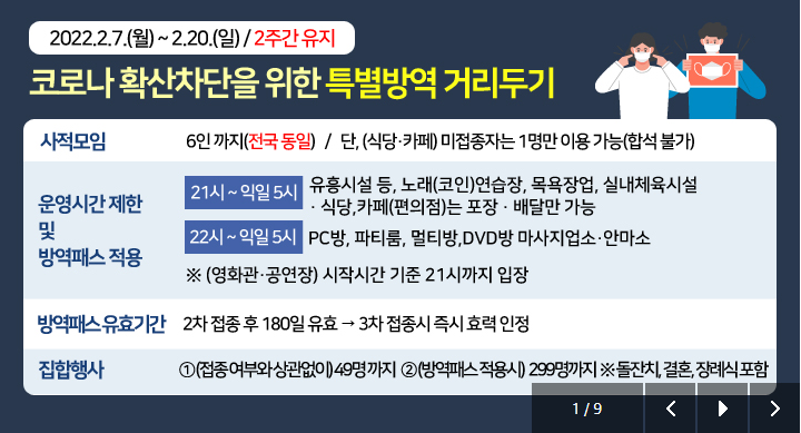  2월 사회적 거리두기 2주 연장(22.2.7~22.2.20) [관저동 요가 아카데미]