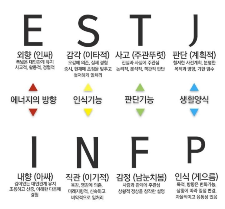  MBTI - EI,SN,TF,JP 각 의미들