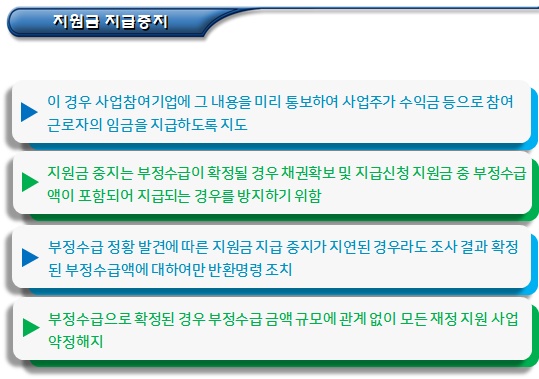 사회적기업 재정지원 부정수급 적발 시 조치