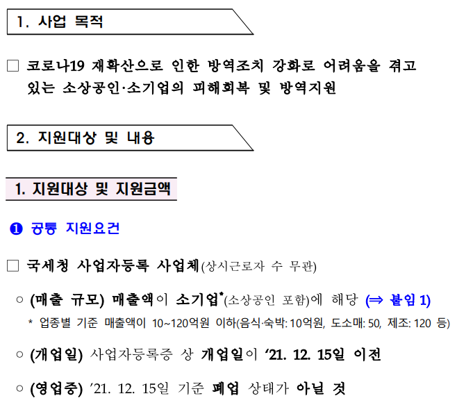  소상공인 방역지원금 4차 및 5차 지급 관련 안내사항