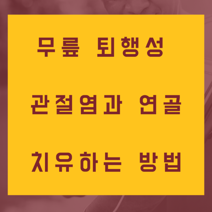  [환자 혁명] 무릎 퇴행성 관절염과 연골 치유하는 방법