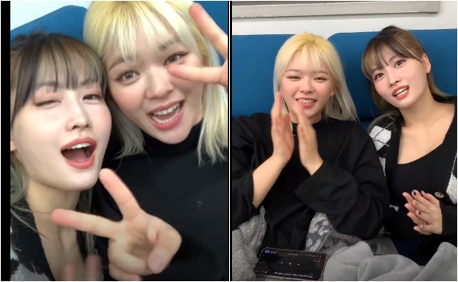 <b>모모</b>와 브이라이브 <b>트와이스 정연</b> 근황, 머리 염색하고 미국 투어?