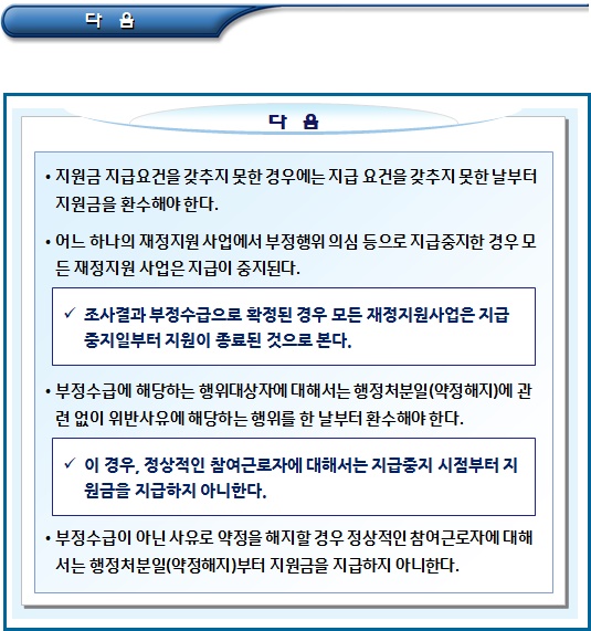 사회적기업 재정지원 위반사유 세부조치기준 사회적기업 재정지원 위반사유 세부조치기준