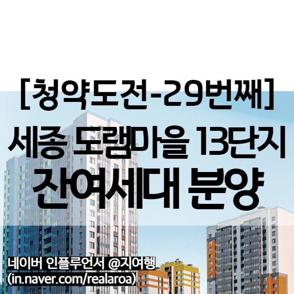 세종 도램마을 13단지 우선분양전환 후 잔여세대 (29번째 청약)