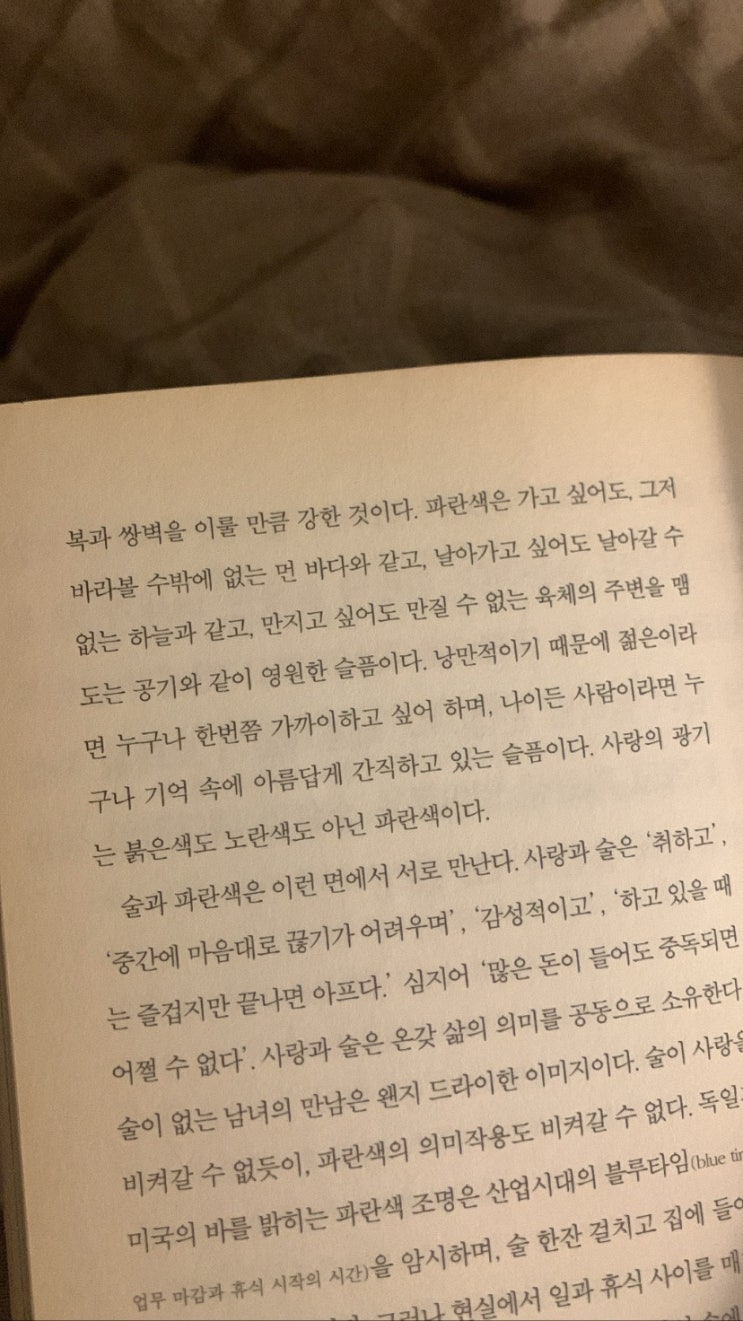  사랑의 광기는 붉은색도 노란색도 아닌 파란색이다.
