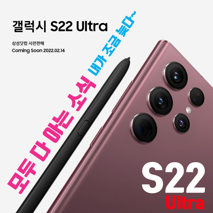  삼성 갤럭시 S22 Ultra가 판매된다네요. S22에서 탐나는 점!