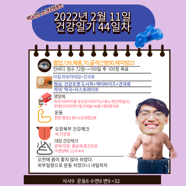 2022년 2월 11일 섹시한 소크라테스 건강일기