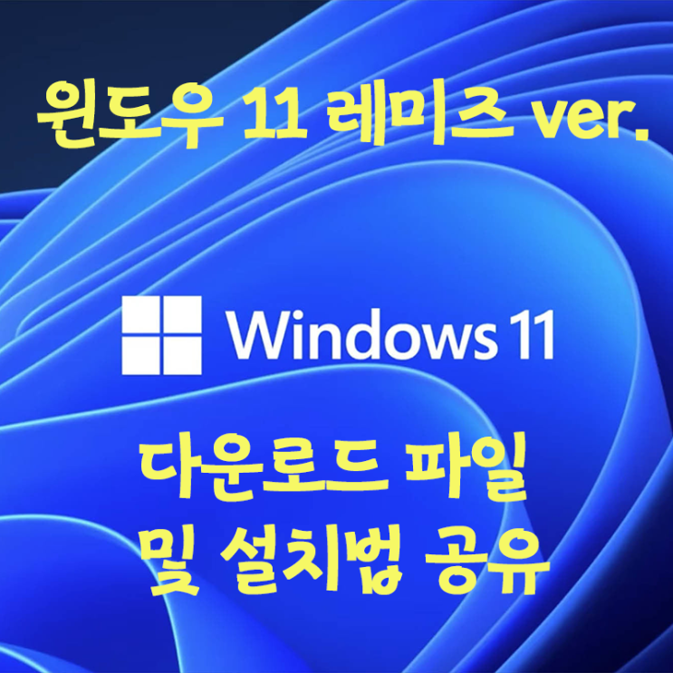 Windows11 Remiz ver. 버전다운 및 설치를 한방에 Windows11 Remiz ver. 버전다운 및 설치를 한방에