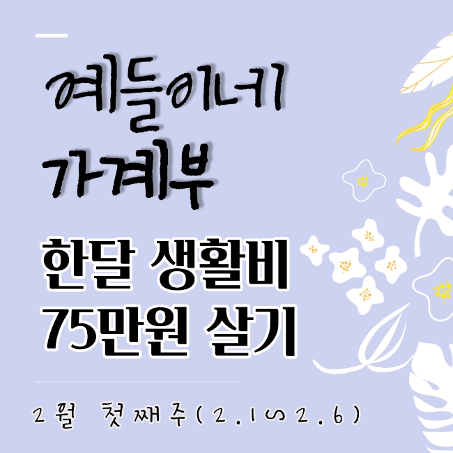  2022년 2월 4인가족 한달 생활비 75만원 살기 일주일 결산 2월 첫째주 (2월 1일~ 2월 6일)