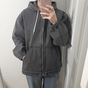 후드 집업 데님 루즈핏 스파오