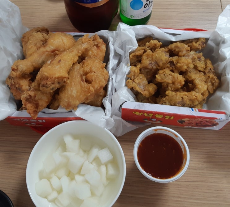  [수원 연무동 광교치킨] 후라이드 한마리, 모래집튀김