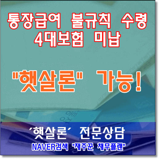  통장 급여 불규칙 or 4대보험 미납 햇살론 1,000만원 승인