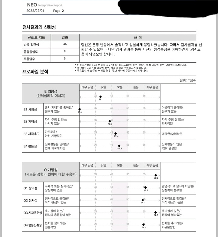 NEO 심리검사 결과_마인드카페 편 NEO 심리검사 결과_마인드카페 편