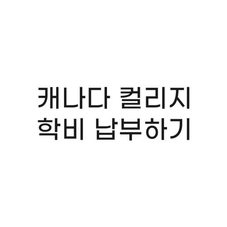  Story 14. 캐나다 컬리지 지원하기 - 학비 납부하기 (조지브라운 컬리지)
