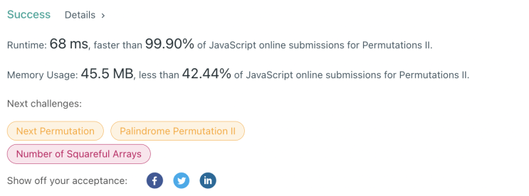  [LeetCode] 47. Permutations II (JavaScript)