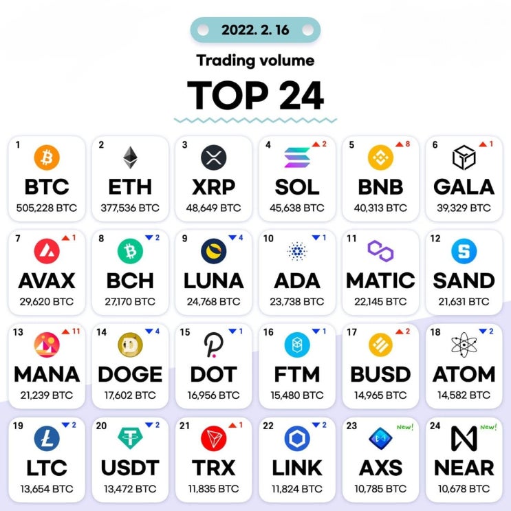2월16일 거래량 TOP 24 및 투자 목록