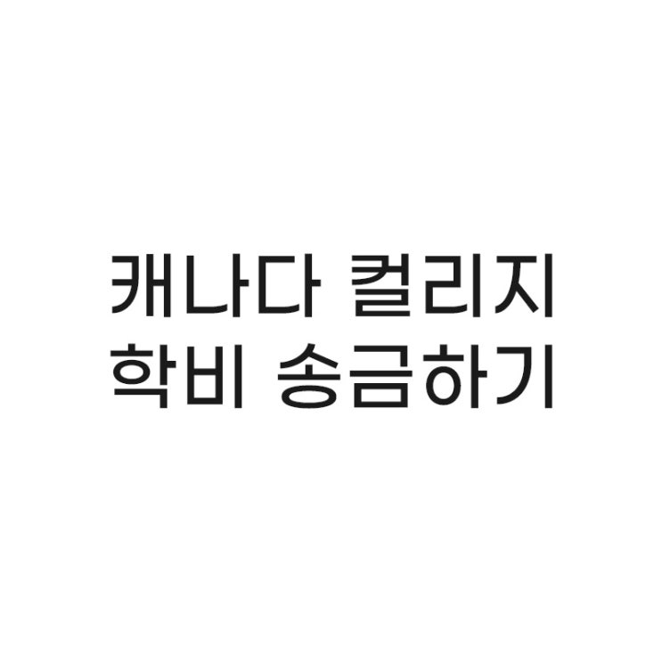  Story 15. 캐나다 컬리지 지원하기 - 은행 송금(조지브라운 컬리지)