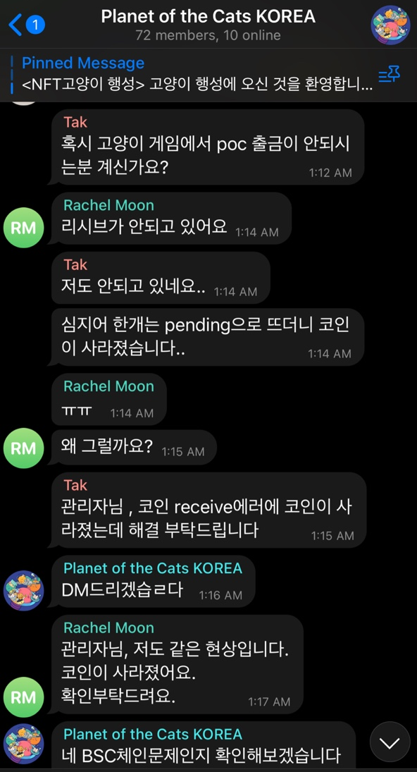  P2E게임 고양이행성 러그풀 !? (러그풀아님)