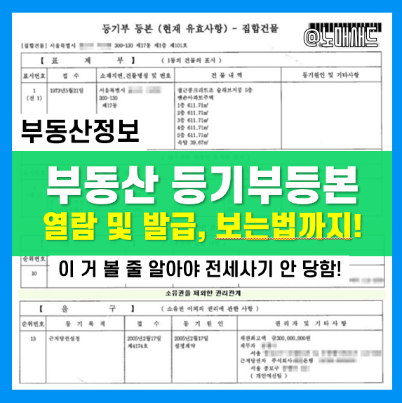 전세보증금을 지키기 위한 부동산 등기부등본 열람 및 발급, 보는법 전세보증금을 지키기 위한 부동산 등기부등본 열람 및 발급, 보는법
