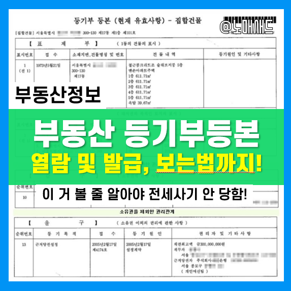 전세보증금을 지키기 위한 부동산 등기부등본 열람 및 발급, 보는법