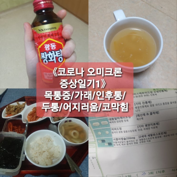  《코로나 오미크론 증상 일기》 재택치료후기c 목통증심함/인후통/근육통/발열/오한/두통/가래/어지러움/코막힘/