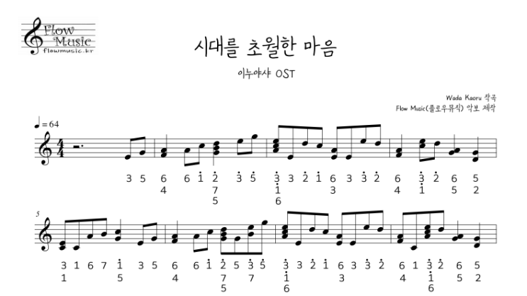  시대를 초월한 마음 칼림바악보 [이누야샤]