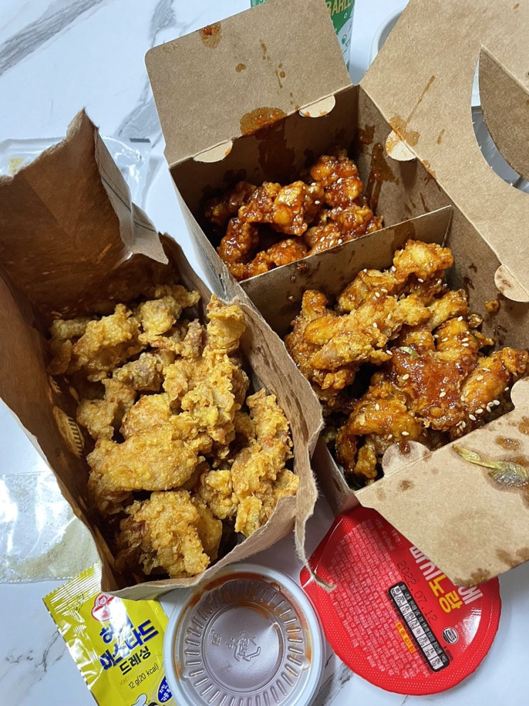  노랑통닭/ 순살3종세트 후기/ 내돈내산/ 내최애치킨집/ 배달음식