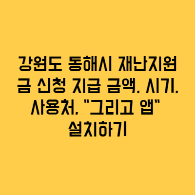  강원도 동해시 재난지원금 신청 지급 금액, 시기, 사용처, "그리고 앱" 설치하기
