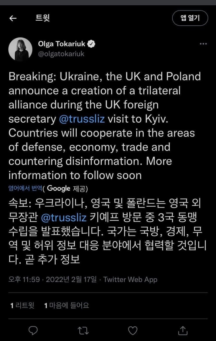  러시아 전쟁? 폴란드.영국 우크라이나 3국 동맹 수립 발표