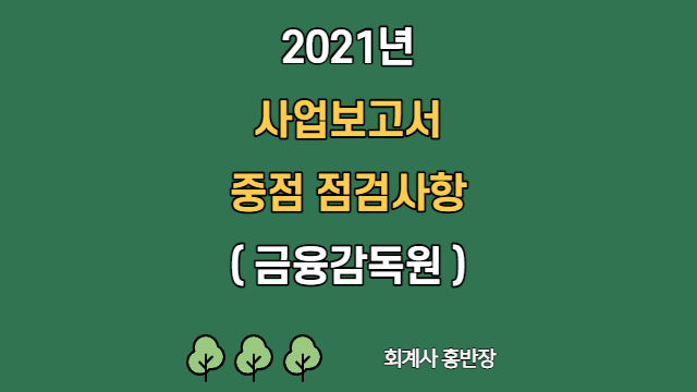 [금융감독원] 2021년 사업보고서 중점 점검사항 사전 예고 #회계사홍반장