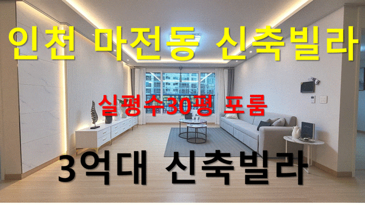 인천 마전동 신축빌라 실평수30평 포룸 3억대내집마련