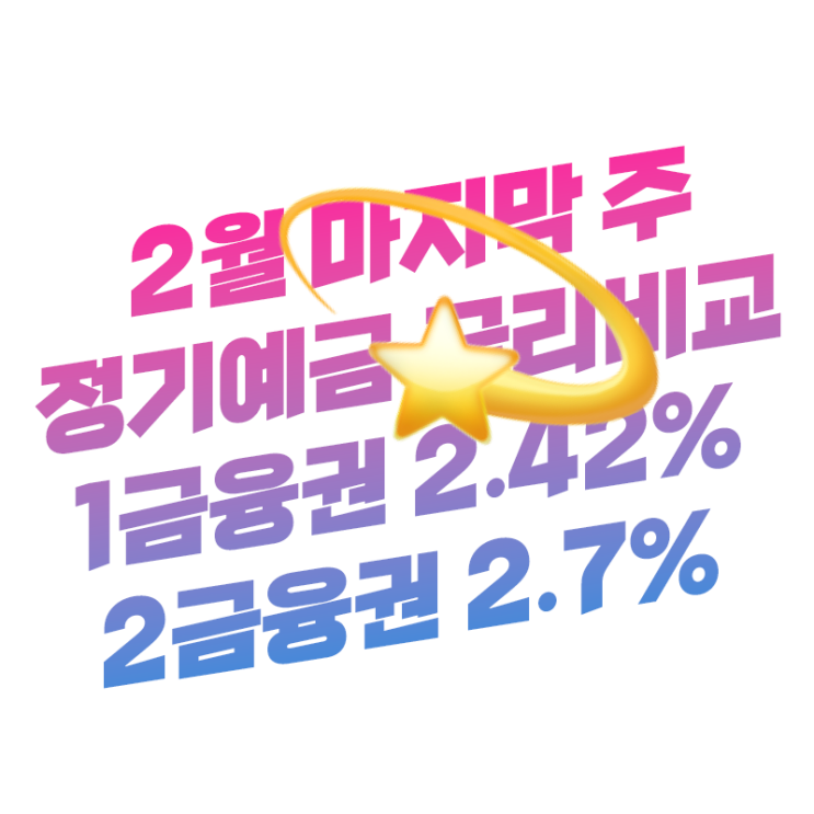  2월 마지막 주 조건 없는 정기예금 금리 비교 순위 | 1금융권 2.42%, 2금융권 2.7%