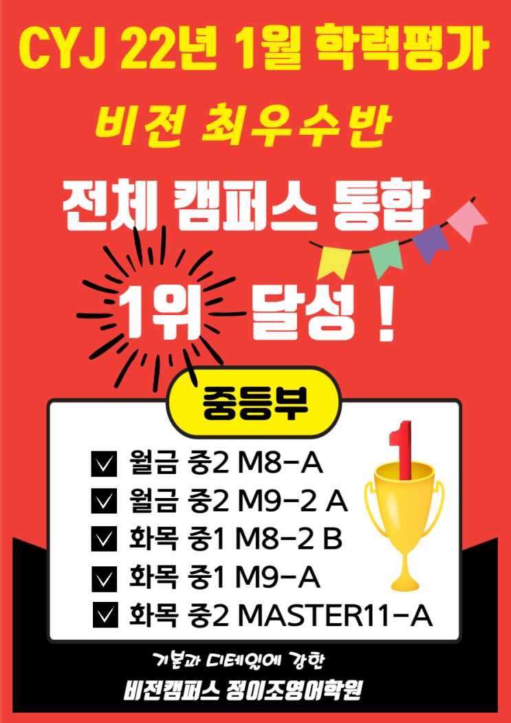  2022년 1월 학력평가 통합 1위 비전 캠퍼스