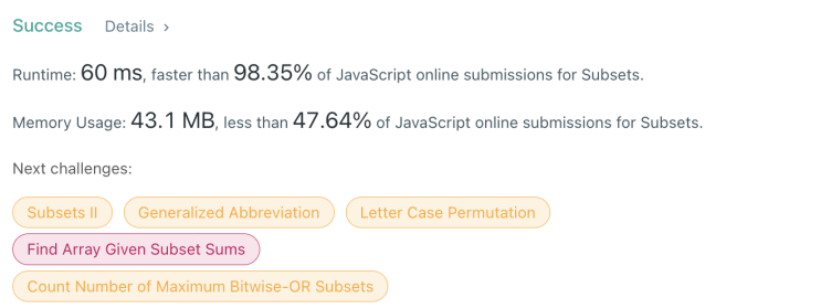  [LeetCode] 78. Subsets (JavaScript)