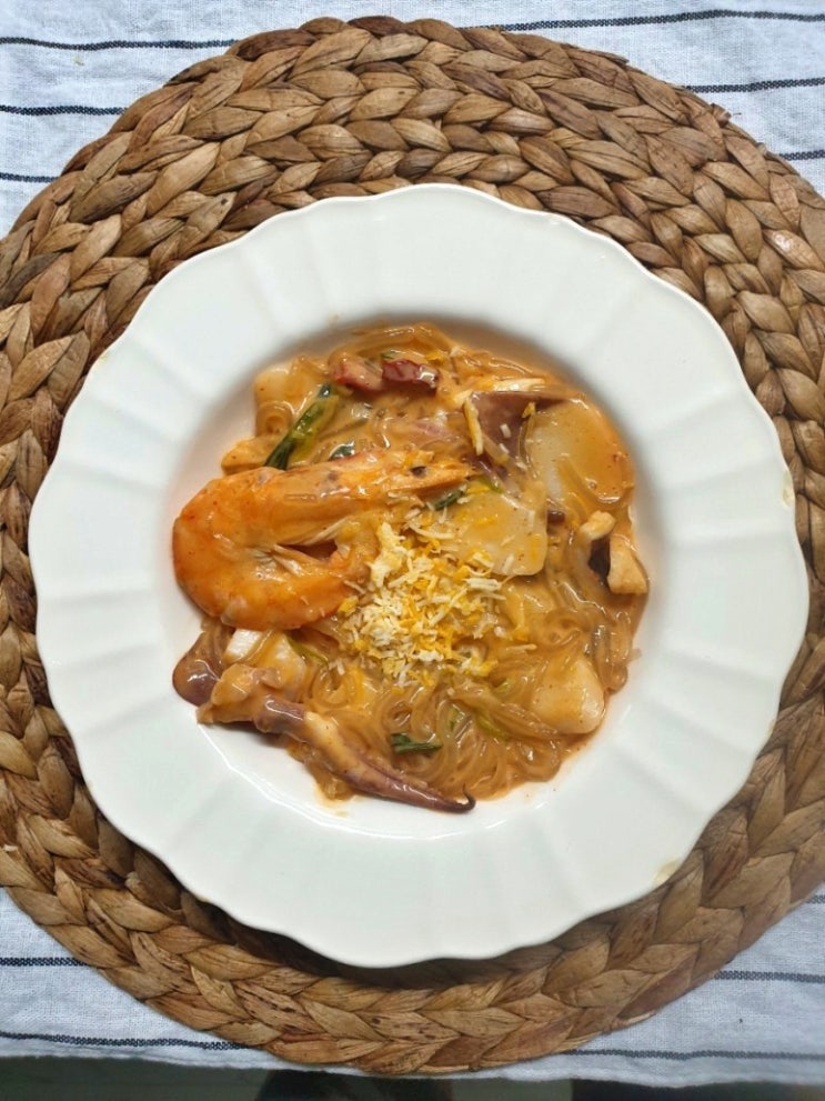  당면 해물 로제 떡볶이 만들기 15분컷 황금레시피 떡꾹떡요리 식구들 입맛대로