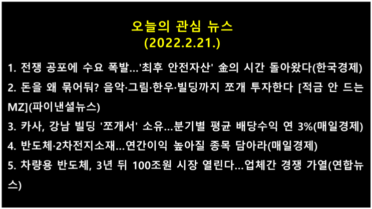  오늘의 관심 뉴스(2022.2.21.) 인플레이션, 러시아-우크라이나 전쟁 공포 → 안전자산 금값 상승