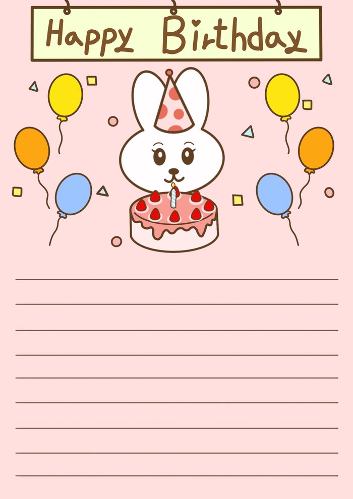 (무료 양식) 귀여운 토끼 생일 편지지/ 카드 도안 다운