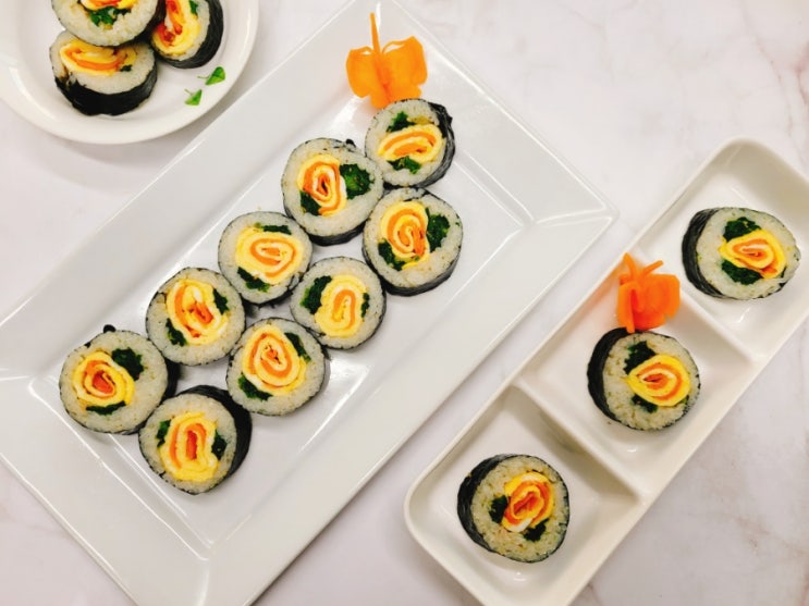  야채 먹이는법 꽃김밥 당근나비 만들기