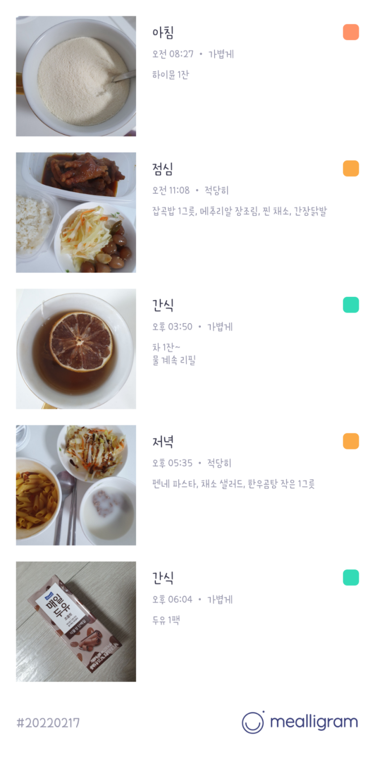  2월 17일 - 20일 식단일기
