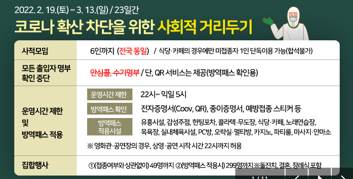  2월 사회적 거리두기 (22.2.19~22.3.13) [관저동 요가 아카데미]