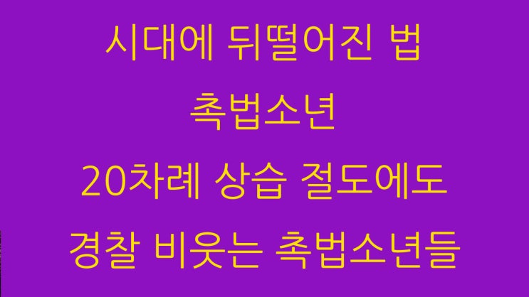  시대에 뒤떨어진 법  촉법소년  20차례 상습 절도에도 경찰 비웃는 촉법소년들